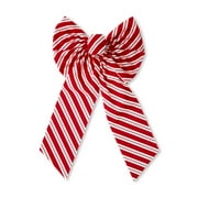 Holiday Time Candy Stripe Long Tail Wreath Bow, 19.5"