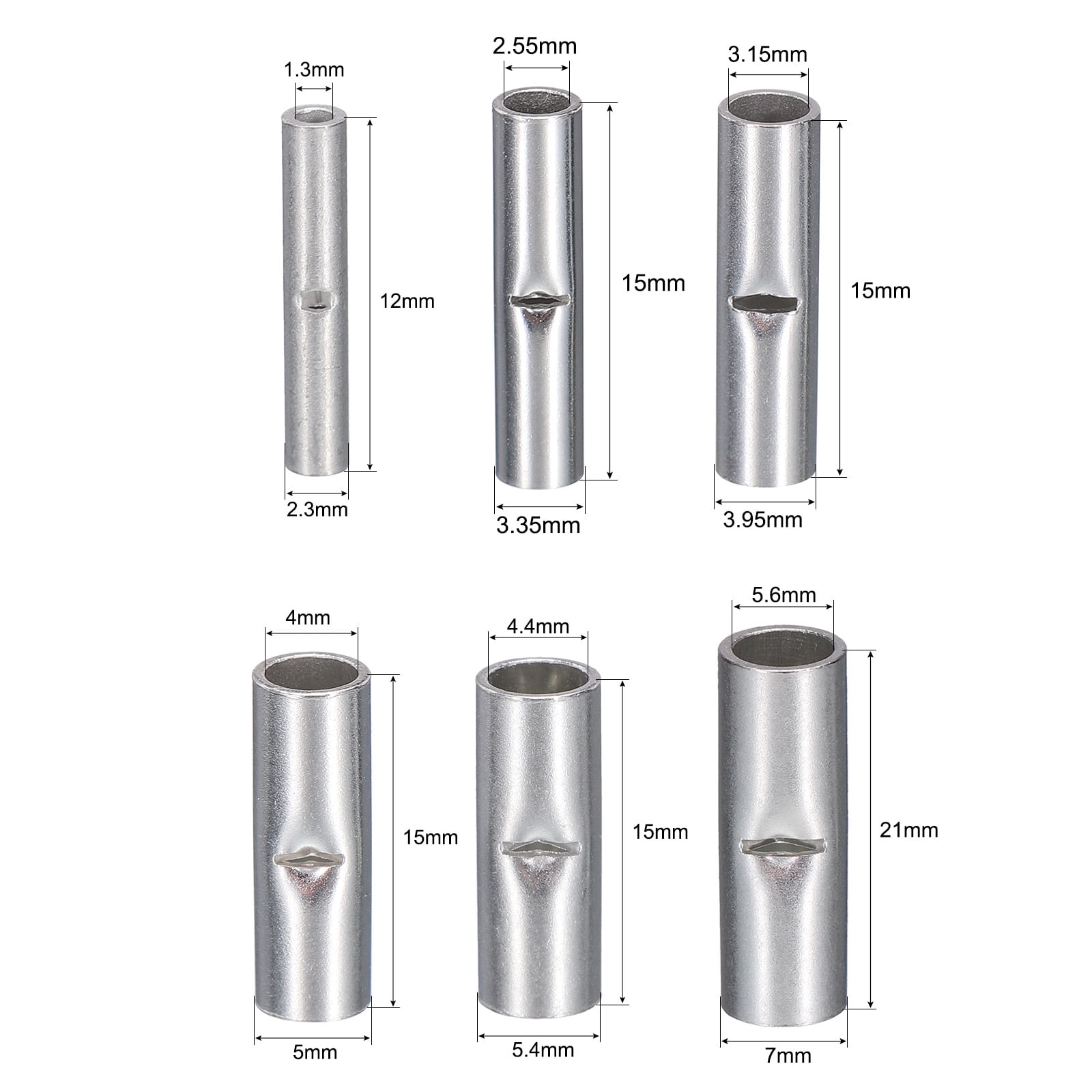 Uxcell 420Pcs Non Insulated Butt Connectors Tinned Copper Wire Connector for Electrical Wire Crimp Ferrule