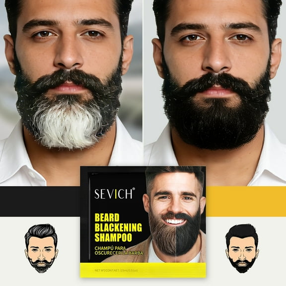 10Pack Black Beard Dye for Men, Natural Blackening Shampoo Coloring Black Hair Beard Instant Mustache Darkening Enhance Beard Facial Hair Grooming Beard Shampoo