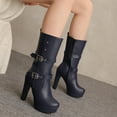 thumbnail image 4 of Blue Womens Winter Boots With Round Toe And Inside Zipper For Casual Wear And Comfort, 4 of 5