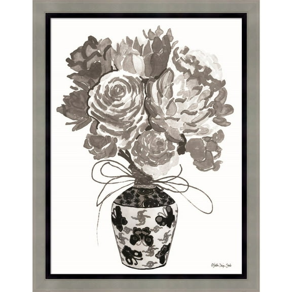 Great Art Now Gray Bouquet by Stellar Design Studio, Framed Wall Art, 17.5W x 22.5H