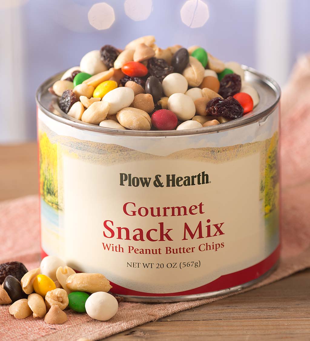 Gourmet Snack Mix with Peanut Butter Chips in 20 oz Resealable Tin