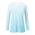 thumbnail image 6 of ClodeEU Womens Lightweight V Neck Long Sleeve T-Shirt ,Soft Casual Slim Fit Tops A-Blue,Womens Plus M, 6 of 7