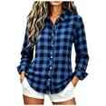 thumbnail image 6 of Dpjklzsn Women's Plaid Button Down Shirt, Long Sleeve Collared Flannel-Style Blouse for Casual Everyday Outfits, 6 of 9