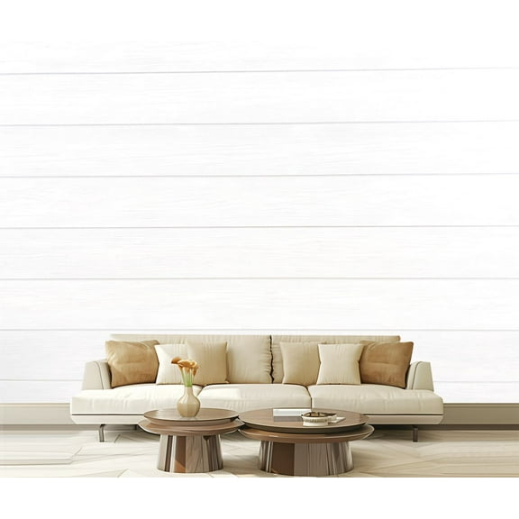 Peel and Stick Wallpaper Canvas White Shiplap Wall Texture Modern Art Wall Mural Decor Self Adhesive and Removable 69in x 98in