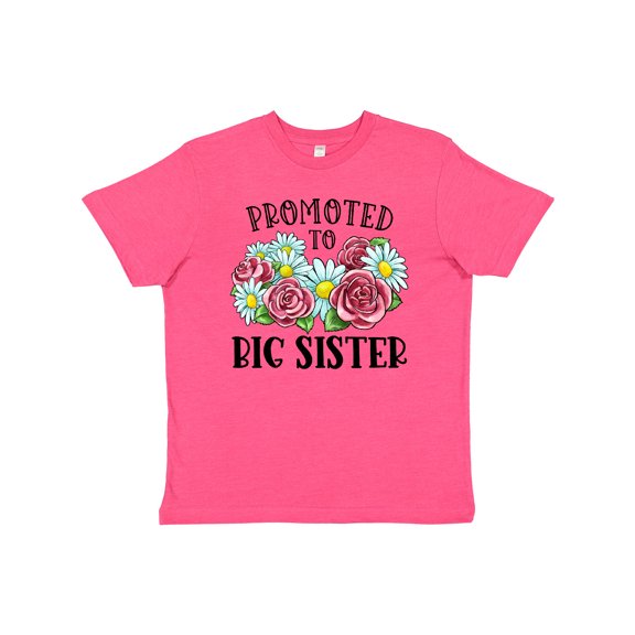 Inktastic Promoted to Big Sister with Flowers Youth T-Shirt