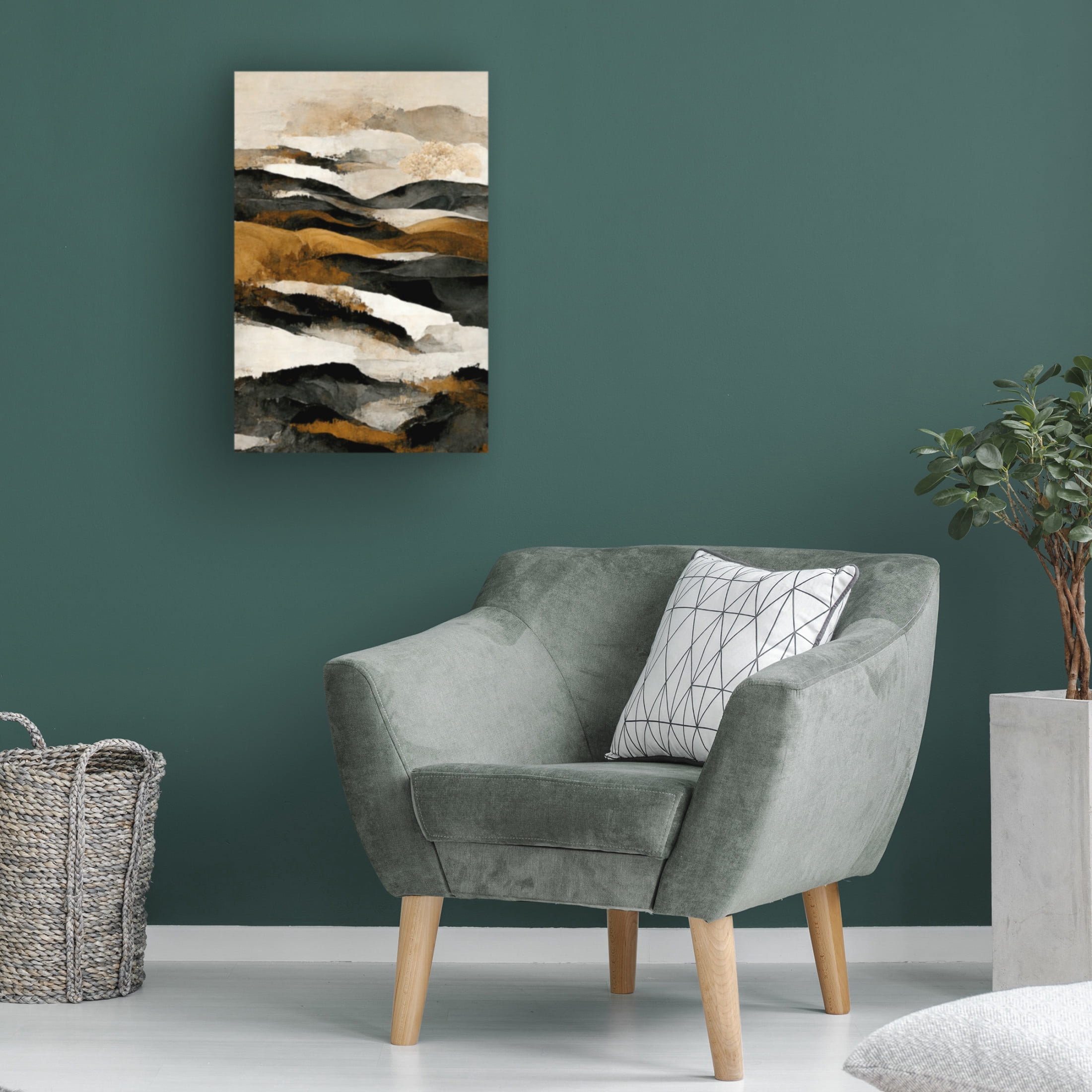 Canvas Wall Art - Treechild 'Ochre And Beige Mountains' Wall Art for Living Room, Bedroom, or Office D?cor by Trademark Fine Art - 30 x 47 Inches