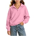 thumbnail image 2 of akafmk Girls Half Zip Sweatshirts Long Sleeve Collared Pullover Sweatshirt Ribbed Cuffs Casual Tops Fall Clothes for School Daily Wear, Size 13-14 Years, 2 of 7