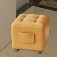 thumbnail image 1 of Reposapiés cuadrado pequeño, reposapiés, otomano, taburete de ocio, puf estable, reposapiés para entrada, dormitorio, interior Naranja, 1 of 8