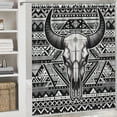 thumbnail image 6 of Orinice Bull Skull Geometric Shapes Monochromatic Bathroom Decor Set with Hooks - Colorful Luxurious Polyester Fabric Fashion Shower Curtain Set 60x72, 6 of 7