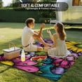 thumbnail image 4 of Yellow Purple Flowers Outdoor Rug for Patio/Deck/Porch, Non-Slip Large Area Rug 6 x 9 Ft, Watercolor Blooming Floral Leaves Retro Indoor Outdoor Rugs Washable Area Rugs, Camping Rug Carpet Runner, 4 of 8