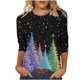 thumbnail image 1 of Camisetas de Navidad para Mujeres, 3/4 Manga Cuello Redondo Blusa con Estampado de Vacaciones, Top de Moda Casual, 1 of 9