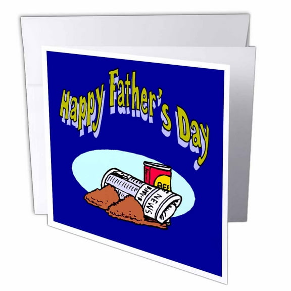 3dRose, Happy Fathers Day with Newpaper, Slippers and Beer, 12 Greeting Cards with envelopes