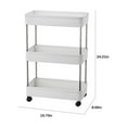thumbnail image 3 of Rolling Storage Trolley, 3 Tier, Stainless Steel Material, Mobile Shelving Unit, with Wheels Side Hoops, Adjustable Shelves, for Kitchen Bathroom Laundry Room Organization, 3 of 9