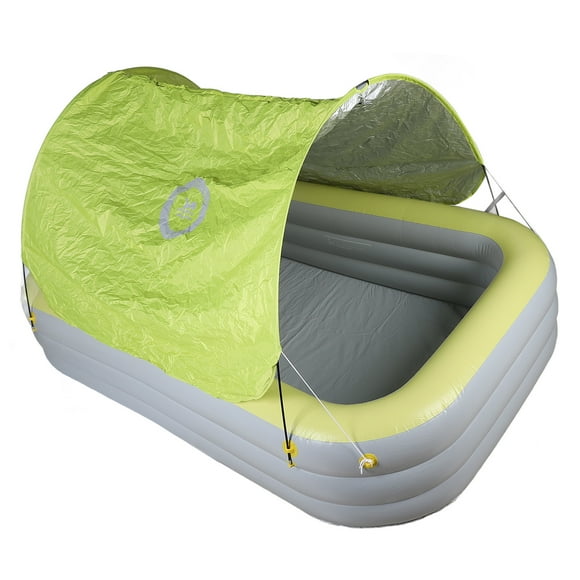 Inflatable Pool for Adults and Kids, PVC Full Sized Inflatable Swimming Pool with Canopy, Portable Blow Up Pool Summer Playground with Water Slide for Garden Backyard Outdoor