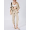 thumbnail image 3 of Cenuakty Women Blazer Suit, Elegant Long Sleeve Lapel Collar Jacket with Pants Lounge Outfit, 3 of 9