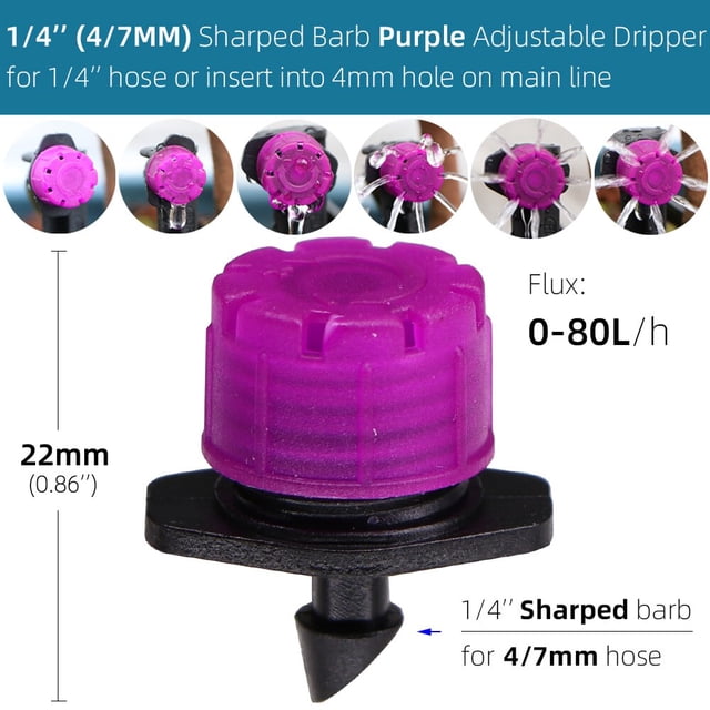 30-800PCS 12 Types of Adjustable 8-Holes Dripper Garden Irrigation Spinkler Nozzle Balcony Greenhouse Watering Emitter Automatic800 PCS He Qiyong unisex