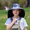 thumbnail image 4 of CSSAD Outdoor Wide Brim Sun Hat with Solar Fan, Summer Big Brimmed Shawl Fisherman's Hat for Childen, Sun Bucket Hat for Men Women UPF 50+ Bucket Fishing & Beach Hat with Fan, Black, 4 of 6