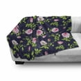 thumbnail image 3 of Navy and Blush Soft Flannel Fleece Blanket, Vintage Roses and Buds Romantic Feminine Floral Pattern Old Fashioned, Cozy Plush for Indoor and Outdoor Use, 50" x 60", Indigo Green Pink, by Ambesonne, 3 of 6