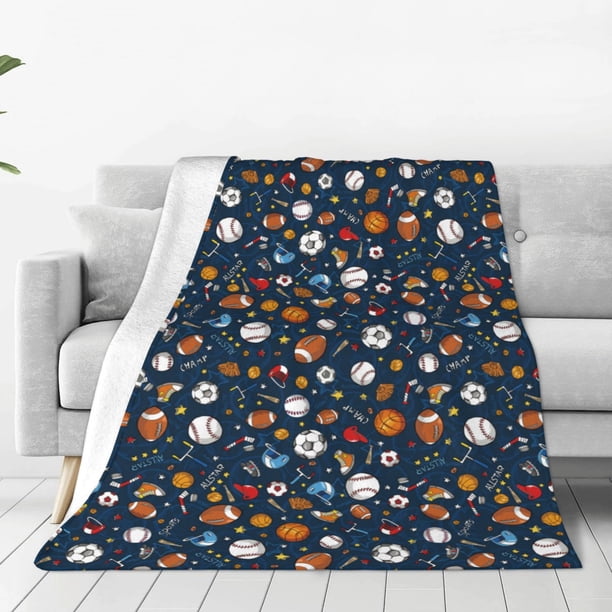 Balery Ball Sports Manta de Felpa Suave y Acogedora – Cobija de Franela Aterciopelada para Cama, Lavable y Cálida para Sofá, Mascotas, Transpirable-80"x60"
