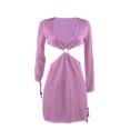 thumbnail image 1 of Mialoley Female Dress, Solid Color/ Striped V-Neck Long Sleeve One-Piece, 1 of 8