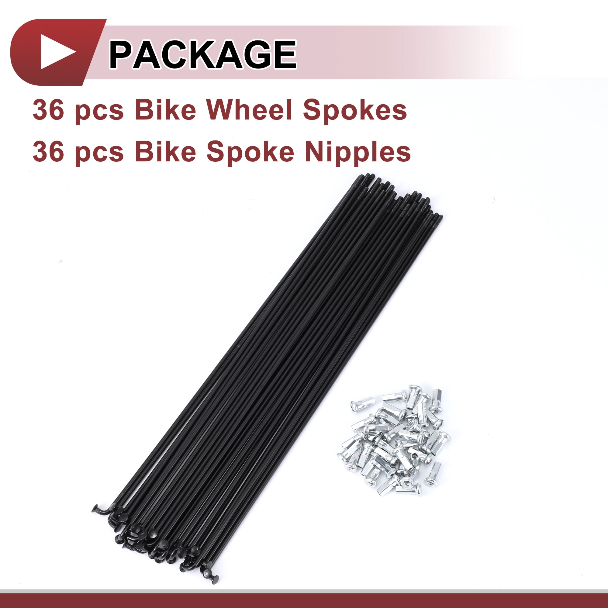 Unique Bargains 36 Set 12G Bicycle Spoke 12G Bike Wheel Spokes 45 Steel Black-245mm