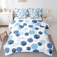 thumbnail image 1 of YST Geometry Hexagon 7pcs Bedding Set, Navy Blue Abstract Tie Dye Comforter, Full Size Microfiber, 1 of 4