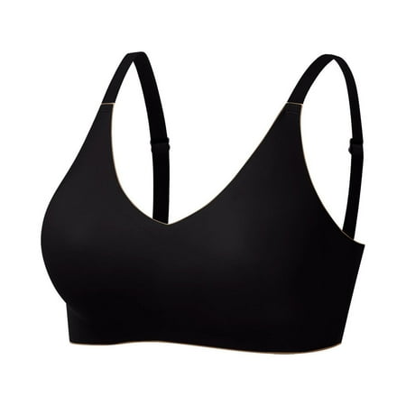 

CLZOUD Women s Large Bra Black Nylon Spandex Comfort Bra Everyday Bra V Neck Soft Lightweight Womens Basic Bra M