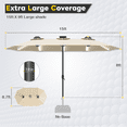 thumbnail image 3 of AECOJOY 15ft Patio Umbrella with Solar Lights,Outdoor Large Double Umbrella, Rectangle Table Umbrella with 156 PCS LED Lights and Crank Handle for Backyard Deck Pool Shade in Tan, 3 of 9