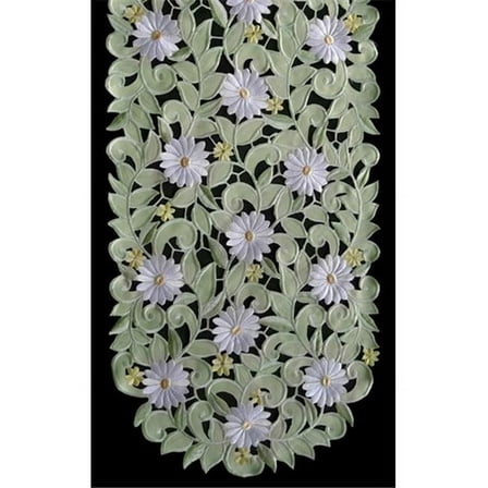 Sinobrite H7667-G Green Daisy Round Table Cloth- 68 x 68 in.