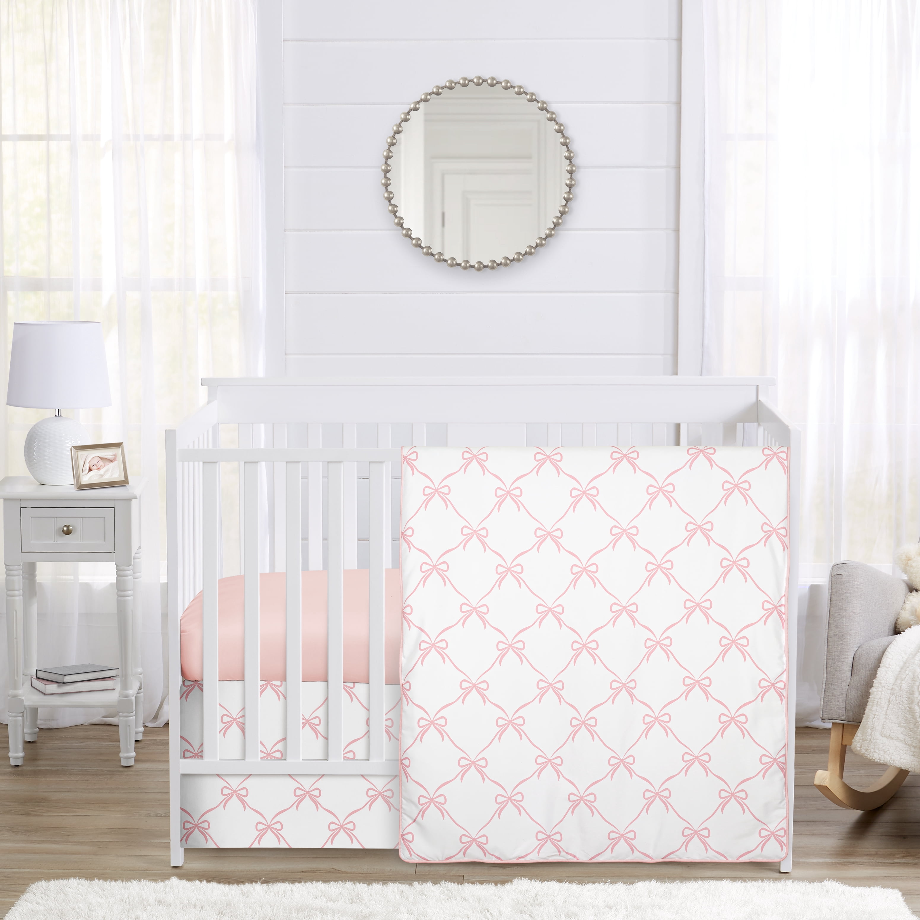 Sweet Jojo Designs Ballerina and Ballet Bows Girl Dust Ruffle Crib Skirt