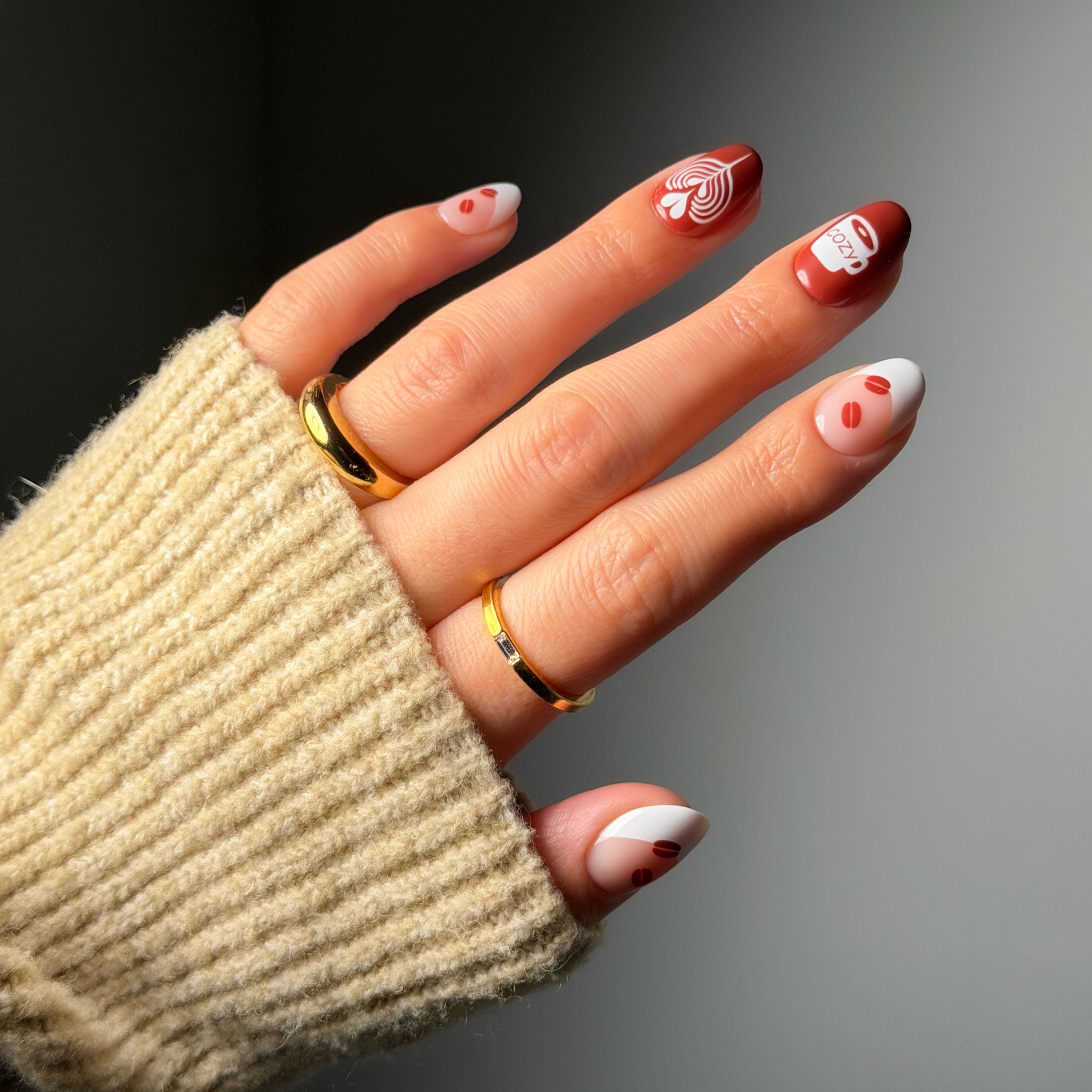 Salon Perfect Halloween Chill Short Almond Press-On Nails with Glue & File, Coffee, 30 Pieces