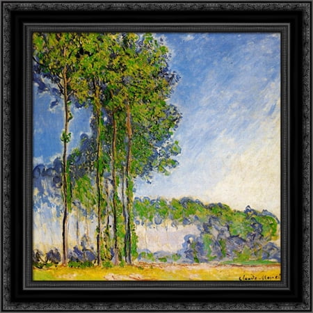 Poplars View from the Marsh 20x20 Black Ornate Wood Framed Canvas Art by Monet Claude