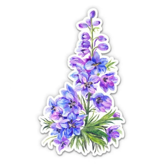 Delphinium Flower Pretty Purple - 3" Vinyl Sticker - For Car Laptop Water Bottle Phone - Waterproof Decal