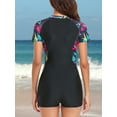 thumbnail image 4 of Women's Zipper One Piece Rash Guard Boyleg Swimwear Short Sleeve Swimsuit UPF 50+, 4 of 5