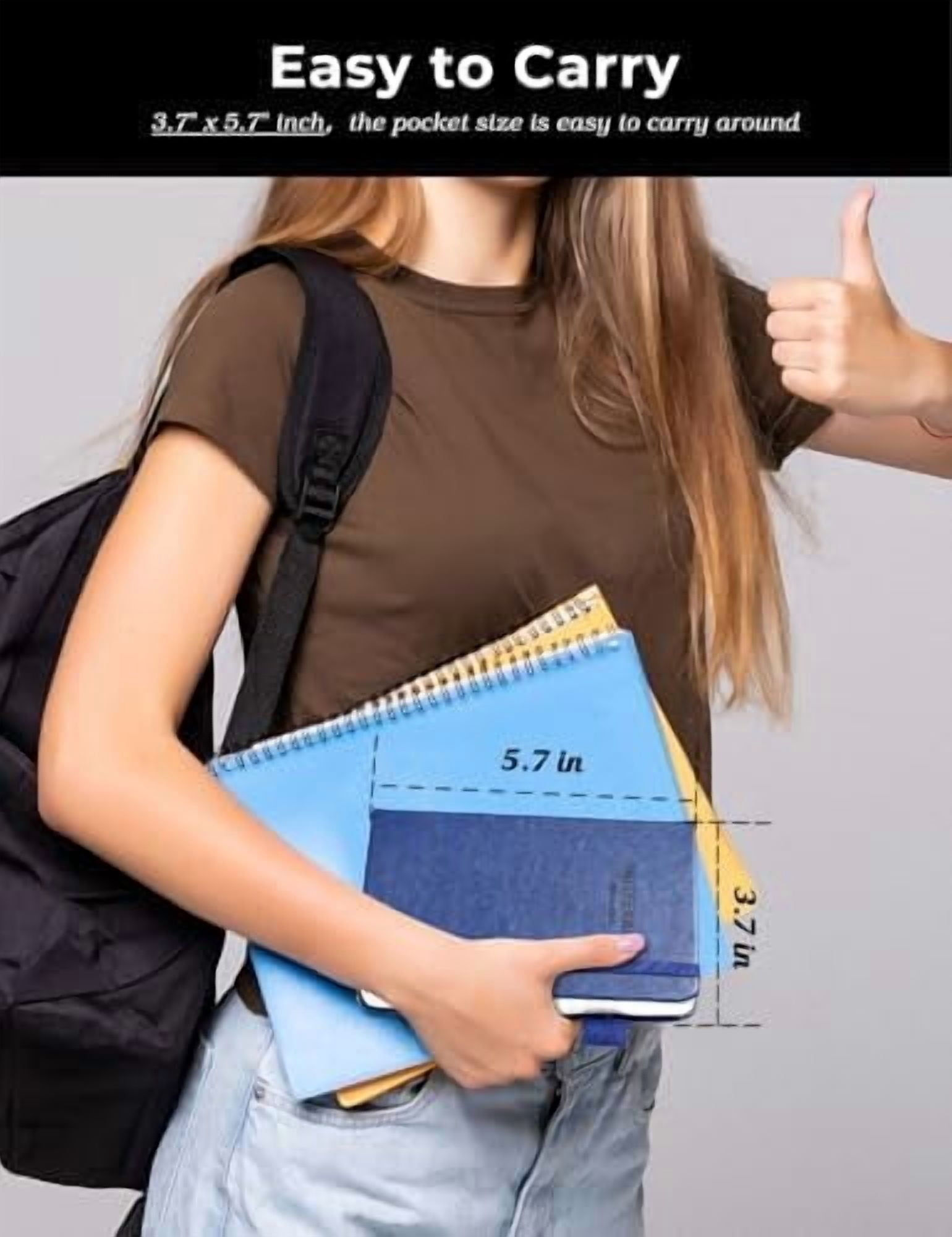 Jointown Pocket Notebook Small Notebook 2-Pack, 3.5" x 5.5" Pocket Notebooks Hardcover with Thick Lined Paper, Inner Pockets, Cover Letter Embossing Design Mini Journal Notepad 1Black 1Blue Leather