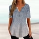 thumbnail image 1 of ICHUANYI Clearance Women's Summer V-neck Print Casual Loose Top Short Sleeve V-neck Button Blouses Tops(Light Blue, XL) ICHUANYI WER2023080711323, 1 of 5