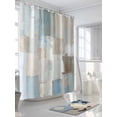 thumbnail image 3 of Fsddascl Blue Brown Color Blocks Shower Curtain Set - 66" x 72" Washable Bathtub Curtain with 12 Hooks, Modern Abstract Oil Painting Art Waterproof Fabric Stall Shower Curtains for Bathroom/Bathtub, 3 of 6
