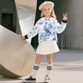 thumbnail image 3 of Xoenoiee Robin Flower Print Girls Oversized Crewneck Sweatshirt Y2k Long Sleeve Side Slit Pullover Drop Shoulder Sweatshirt for Teen Girl, 13-14 Years, 3 of 7