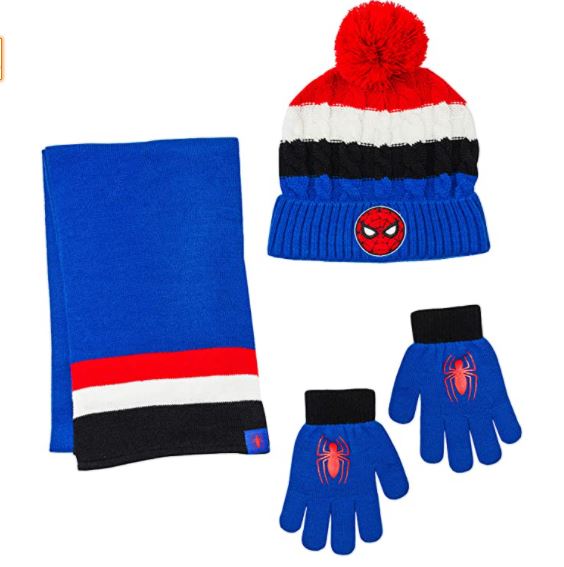 Spider-man Gloves+Beanie+Scarf Boy Winter Warm Woolen Kid Hat Marvel for 3-9Years