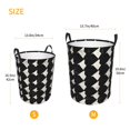 thumbnail image 3 of Circular Hamper Single Layer Laundry Basket Storage Basket Waterproof Single Layer Fabric With Handle Pe Support Strip Black Houndstooth Vintage Texture_3 Medium, 3 of 8