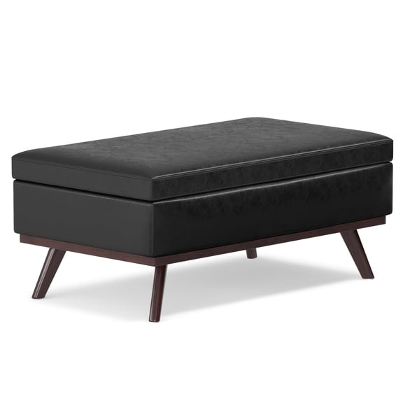 Simpli Home Owen 42W Large Rectangular Lift Top Storage Ottoman