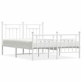 Bed frame with head and footboard metal white 140x190 cm