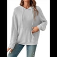 thumbnail image 2 of Sudadera Informal con Capucha y Bolsillo Frontal de Larga con Cordón para Mujer Gris L, 2 of 10