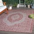 thumbnail image 2 of SAFAVIEH Courtyard Avi Traditional Indoor/Outdoor Area Rug, 4' x 5'7", Light Beige/Terracotta, 2 of 17
