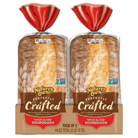 2 x Nature s Own Perfectly Crafted Thick Sliced Sourdough Bread 22 oz