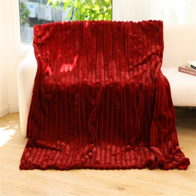 Throw Blanket Premium Silky Flannel Fleece 3D Ribbed Lightweight Bed Blanket All Season Use