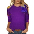 thumbnail image 1 of Penkiiy T-shirt Blouse Décontractée à Col Rond Manches 3/4 Mode Mardi Gras pour Femmes 2TG Multicolore, 1 of 5