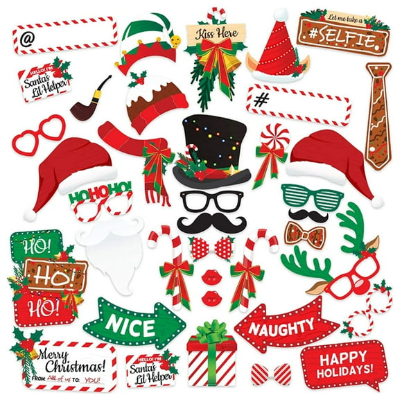 Christmas Photo Prop Kit Assorted Decorative Photo Booth Prop Pose Sign Kit