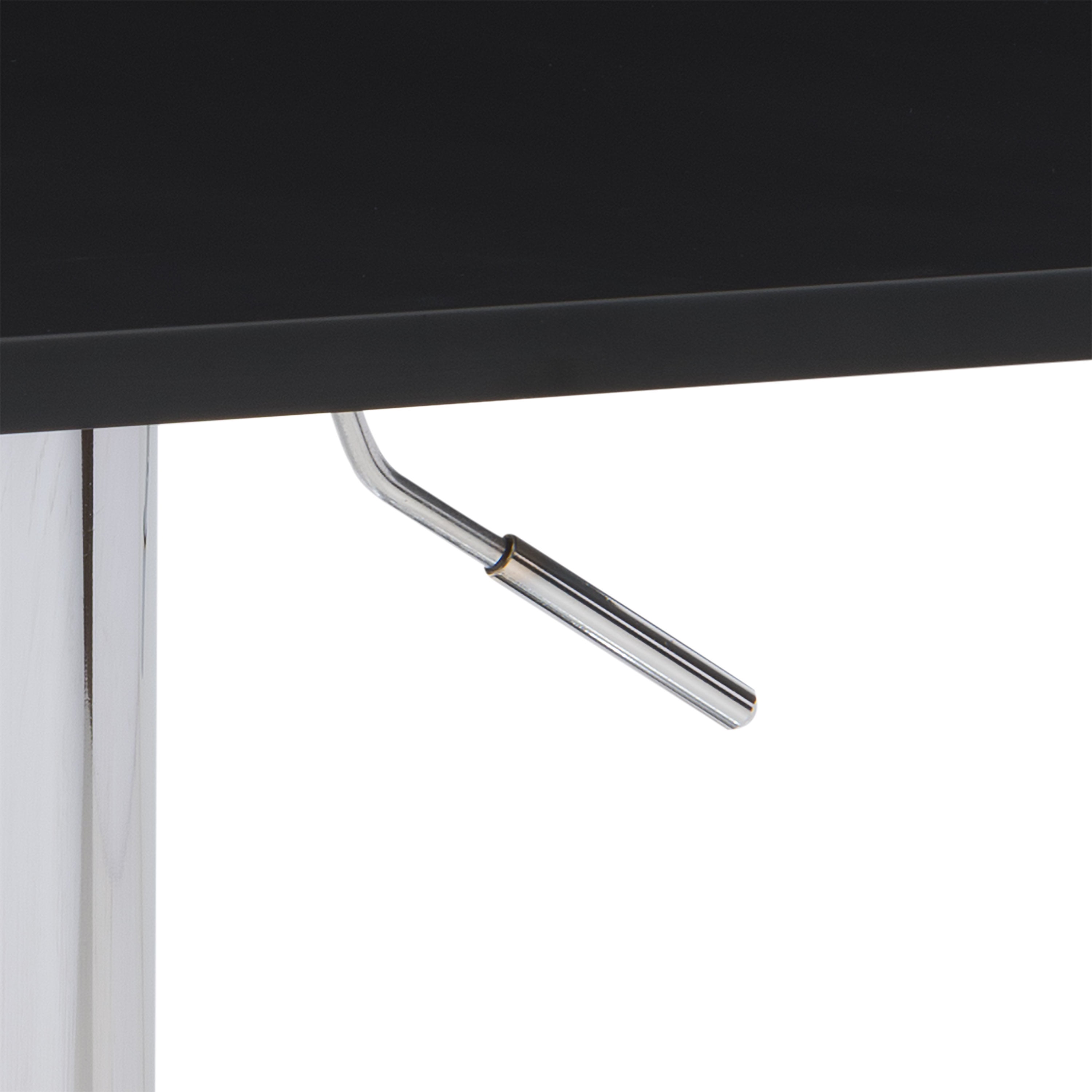 CorLiving Maya Square Engineered Wood Top Adjustable Height Swivel Bar Table with Metal Pedestal Base, Chrome/Black